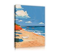 UIRINGART Parasol de plage Toile d’art mural Œuvres d’art de la scène côtière de l’océan Affiches d’été modernes Fresque de peinture pour salon Chambre décoration de la maison 65x100cm