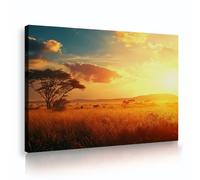 UIRINGART Paysage africain coucher de soleil Toile Art mural Paysages de lever de soleil Œuvres d’art Grandes affiches de nature Peinture murale pour la décoration du salon 35x55cm