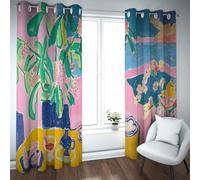 UIRINGART Paysage côtier fenêtres Rideaux Bord de mer Restaurant Impressions Motif pièce assombrissant Rideaux d’œillets occultants pour Salon Chambre 2 Panneaux B140xH245cm