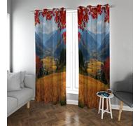 UIRINGART Paysage d’Automne Rideaux occultants Champ de blé doré Vie Rurale Rideaux de fenêtre isolés thermiquement pour la décoration du Salon 2 Panneaux B135xH240cm