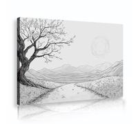 UIRINGART Paysage unique Toile Art mural arbre solitaire Œuvres d’art Impressions Affiches de montagne minimalistes Peinture pour salon Bureau à domicile Décor 75x120cm Cadre intérieur