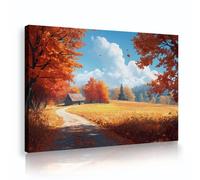 UIRINGART Paysages automnaux Toile murale Œuvres rustiques de chemin de campagne Images Décors d’automne Fresques Affiches forestières Peintures pour la décoration de bureau 40x60cm