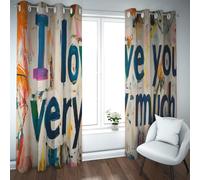 UIRINGART Rideaux d’Art Graffiti colorés Je t’Aime Beaucoup Rideaux de fenêtre Chambre obscurcissant oeillet Rideau pour Salon Chambre 2 Panneaux B168xH214cm