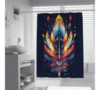 UIRINGART Rideaux de Douche bohèmes W100xL180cm Tissu Polyester étanche Anti-moisissure Lavable en Machine avec moustiquaire Anti-Rouille moustiquaire de Salle de Bain antirouille