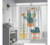 UIRINGART Rideaux de Douche Classiques Traditionnels W100xL180cm Adorable Plante de Cactus en Pot Motif de succulentes du désert Tissu Lavable pour Rideau de Douche de Salle de Bain