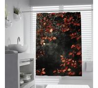 UIRINGART Rideaux de Douche d’Automne W100xL180cm Feuilles Rouges de Branche d’Arbre Motif de paysages naturels d’Automne Ensembles de Rideaux de Douche étanches Contre la moisissure Résistants