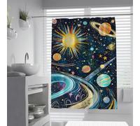 UIRINGART Rideaux de Douche Outer Space W100xL180cm Universe Galaxy Planet Tissu Polyester imperméable Anti-moisissure Machine à Laver Facile à Nettoyer moustiquaire de Salle de Bain