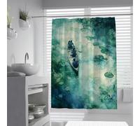 UIRINGART Rideaux de Douche panoramiques W100xL180cm Forest Canoe River Tissu Polyester étanche Anti-moisissure Lavable avec moustiquaire de Bain antirouille pour barbetons de Salle de Bain