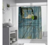 UIRINGART Rideaux de Douche pour Salle d’Eau W120xL200cm Architecture Abstraite Bleue Peinture à l’Huile Tissu imperméable Protection de la Vie privée Rideau de Baignoire Facile à Entretenir