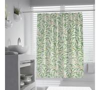 UIRINGART Rideaux de Douche William Morris Willow Brough W200xL200cm Tissu imperméable Vintage Art Nouveau à Motif de Feuilles de Saule Vert pour la décoration de Salle de Bain avec Crochets