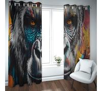 UIRINGART Rideaux occultants à thème Animalier pour Le Salon Chambre à Coucher Faune Motif Gorille Noir Chambre Rideaux d’assombrissement Isolation Thermique 2 Panneaux B140xH240cm