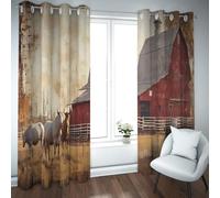 UIRINGART Rideaux occultants à thème Nature Imprimé Cheval de Grange Rouge Rideaux Thermiques isolés à économie d’énergie pour Appartement 2 Panneaux B117xH229cm