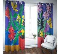 UIRINGART Rideaux occultants de Style Abstrait pour Salon Nature Morte Pot de Fleurs Motif de Plante coloré Rideaux à œillets isolés thermiquement 2 Panneaux B140xH240cm