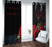 UIRINGART Rideaux occultants de Style Moderne pour Chambre Salon Citations Classiques et Motifs de Roses Rouges Rideaux à oiselles thermiquement isolés 2 Panneaux B107xH214cm