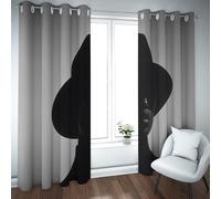 UIRINGART Rideaux occultants Modernes pour Le Salon Grand Chapeau de Femme Silhouette à Motif d’Amortissement sonore Rideaux de fenêtre à l’œillet pour Chambre 2 Panneaux B140xH240cm
