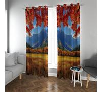 UIRINGART Rideaux occultants Toutes Saisons Automne Champ de blé Rural Paysage forestier Rideaux de fenêtre isolés thermiquement pour buanderie 2 Panneaux B168xH214cm