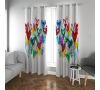UIRINGART Style Minimaliste Rideau occultant Abstrait Ligne colorée Amour Coeur Motif assombrissant œillet Rideaux de fenêtre pour Chambre Bureau 2 Panneaux B140xH210cm