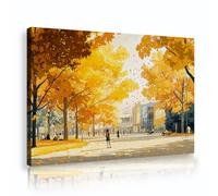 UIRINGART Toile d’automne du campus Peinture murale Paysage urbain Images de la scène de rue Œuvres d’art Affiches modernes Peinture murale pour bureau à domicile Décoration de salle d’étude 75x120cm