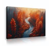 UIRINGART Toile d’automne Forêt d’automne décors de rivière images tirages d’œuvres d’art affiches de peinture fresque de nature pour chambre décoration du salon 35x55cm
