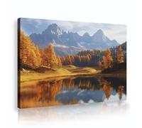 UIRINGART Toile murale Autumn Mountain Lake Images Tirages d’œuvres Affiches de paysages nature Peinture Fresque rustique rurale pour la décoration du salon 35x55cm