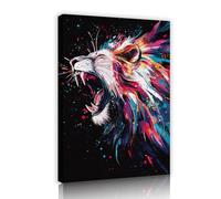 UIRINGART Vivid coloré lion toile art mural peinture animale lion rugissant image œuvres d’art impressions majestueux faune affiche pour salle d’étude décor 75x120cm cadre intérieur