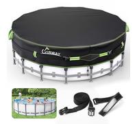 UIRWAY Couverture de piscine ronde 500D 3,7 m tissu robuste amélioré sangles super coupe-vent enduites de gel