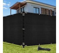 UIRWAY Vert Jardin Clôture 1,52m x 15,24m, Occultant, Rouleau 170g/m² HDPE Toile Traité Anti-UV Avec Fixation Liens pour Clôtures Jardin, Terrasse, Balcon (Noir)