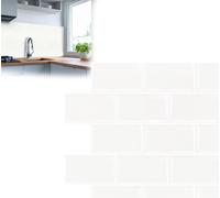 UISEBRT 10 pcs autocollant de carrelage 3D autocollant mural 30 * 30cm blanc brillant film de carrelage cuisine autocollant de carreaux de colle pour la cuisine et la salle de bains