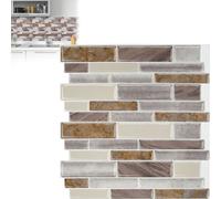 UISEBRT 10 pcs autocollant de carrelage 3D autocollant mural 30 * 30cm marbre jaune film de carrelage cuisine autocollant de carreaux de colle pour la cuisine et la salle de bain