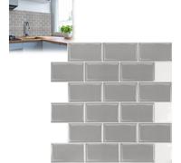 UISEBRT 10 pcs autocollants de carrelage 3D autocollants muraux 30 * 30cm gris film de carrelage cuisine autocollants de carreaux de colle pour la cuisine et la salle de bains