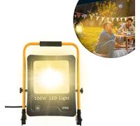 UISEBRT 100W LED Blanc Chaud Projecteur Super Lumineux LED Portable Lampe d'Extérieur Projecteur étanche IP66 Projecteur Lumière pour jardin, garage Projecteur avec prise de 3m Eclairage A++