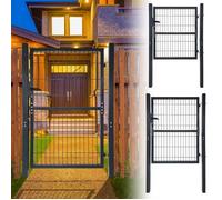 UISEBRT 125x100cm Porte de Jardin en Acier Galvanisé Anthracite Portail de Clôture Verrouillable Protection avec Poteau et Serrure