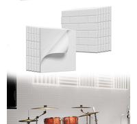 UISEBRT 12x Panneaux acoustiques 30x30cm aspect brique blanc, Panneaux muraux d'insonorisation, Isolation acoustique haute densité, Absorbeur acoustique pour home cinéma studio bureau