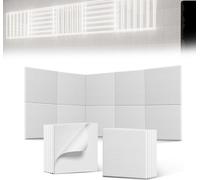 UISEBRT 12x Panneaux acoustiques 30x30cm Carrés plats Blancs, Panneaux muraux d'insonorisation, Isolation acoustique haute densité, Absorbeur de son pour home cinéma studio bureau