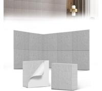 UISEBRT 12x Panneaux acoustiques 30x30cm Carrés plats Gris clair, Panneaux muraux d'insonorisation, Isolation phonique haute densité, Absorbeur de son pour home cinéma studio bureau