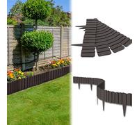UISEBRT 2,3 m - Bordure de parterre aspect bois en plastique PP - Peut être épissée - Clôture de parterre de fleurs - Étanche et résistante à la corrosion (marron)