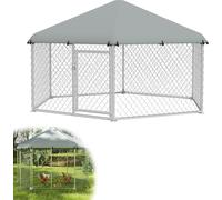UISEBRT 2.8x2.5x1.65m Grand poulailler hexagonal Cage à poules avec toit résistant aux intempéries Enclos galvanisé avec porte verrouillable pour poules Canards Oies