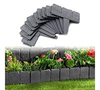 UISEBRT 20 Pcs Bordure de Jardin 5 m Bordure de Pelouse en Plastique Effet Pierre Flexible Bordure de Gazon pour Jardin, 25 x 23 cm, Anthracite