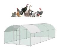 UISEBRT 3 x 6 m - Cage à poulailler en tube galvanisé - Enclos avec porte verrouillable et toit en dôme pour poules, petits animaux, lapins, volailles
