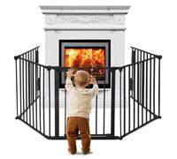 UISEBRT 300cm Barrières de Sécurité pour Cheminée 75cm Haute Pliable Grille de Configuration avec Porte en Métal pour Bébé Animaux