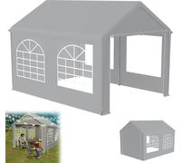 UISEBRT 3x4m Premium Party Tent Pavilion with side parts, waterproof & winterproof, garden tent with windows in side walls, large tent for wedding and garden parties, PE-roof, grey
