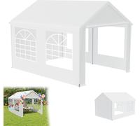 UISEBRT 3x4m Premium Party Tent Pavilion with side parts, waterproof & winterproof, garden tent with windows in side walls, large tent for wedding and garden parties, PE-roof, white