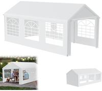 UISEBRT 3x6m Premium Party Tent Pavilion with side parts, waterproof & winterproof, garden tent with windows in side walls, large tent for wedding and garden parties, PE-roof, white
