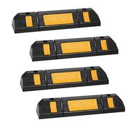 UISEBRT 4 pièces Butée De Roue De Stationnement en Caoutchouc，Butées de Roues Avec bandes réfléchissantes pour Parking et Garage 60 x 12 x 10 cm Noire-jaune (6 pièces)