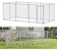UISEBRT 4x2x1.5m Grand poulailler Enclos sans toit Cage à poules galvanisée avec porte sécurisée pour poules Canards Oies