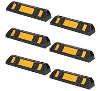 UISEBRT 6 pièces Butée De Roue De Stationnement en Caoutchouc，Butées de Roues Avec bandes réfléchissantes pour Parking et Garage 60 x 12 x 10 cm Noire-jaune (6 pièces)