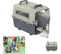 UISEBRT 67x51x45cm Caisse de transport Caisse d'avion Caisse de chien Caisse de voiture Chiens Chats avec coque Grille d'aération Verrou de sécurité Roues jusqu'à 12,5KG (L)