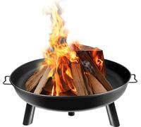UISEBRT Ø80cm Panier à feu avec poignée Bols à feu en métal , Bonfire Bowl avec 3 pieds amovibles, foyer en acier pour BBQ Extérieur Terrasse Jardin Balcon Camping