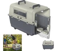 UISEBRT 80x57x57cm Caisse de transport Caisse d'avion Caisse de chien Caisse de voiture Chiens Chats avec coque Grille d'aération Verrou de sécurité Roues jusqu'à 20KG (XL)