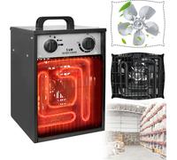 UISEBRT Aérotherme Chauffage électrique 5KW 400V Chauffage de chantier Radiateur soufflant avec thermostat & 4 niveaux de chauffage - Noir